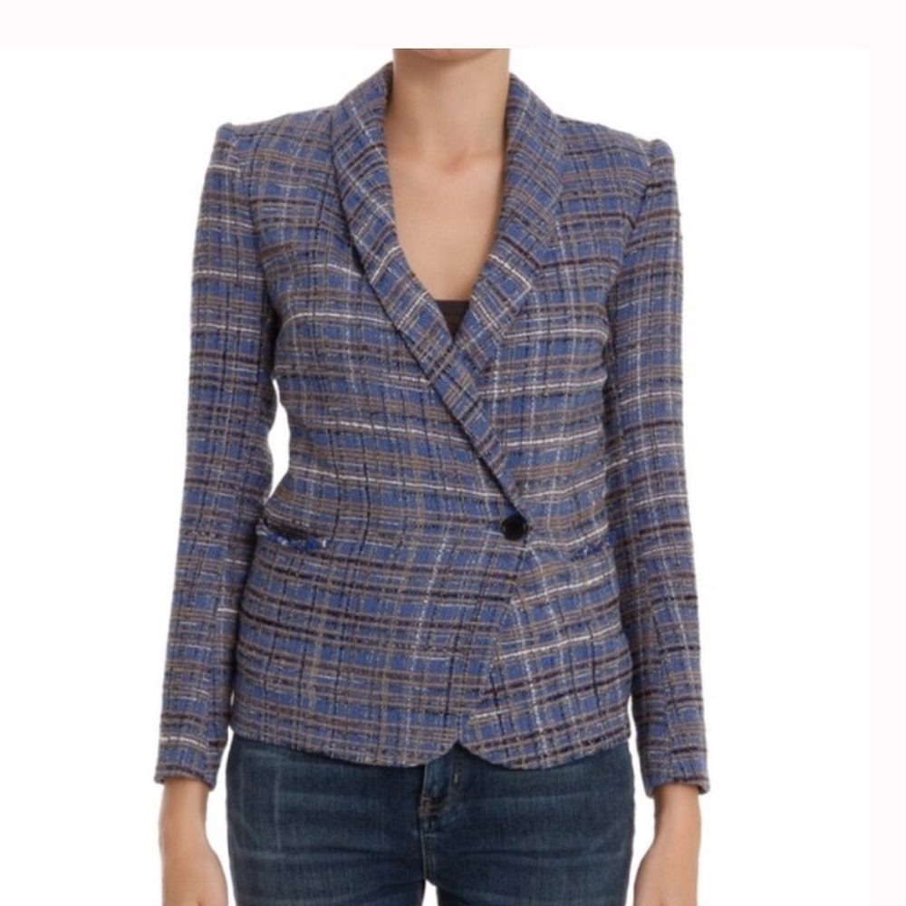 Isabel Marant Etoile Gabe Blue Tweed Jacket 34